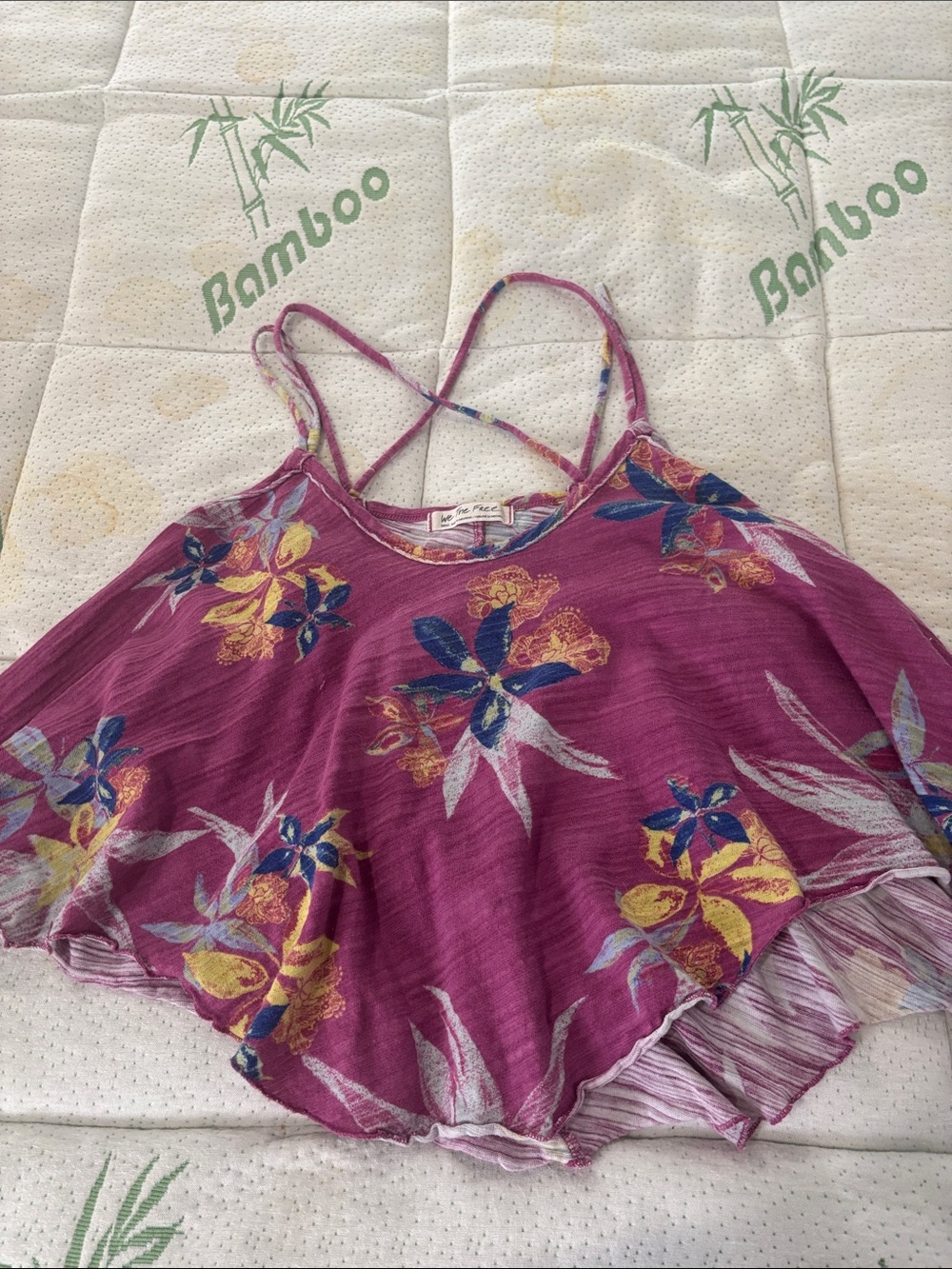 Free People Berry Floral Strappy Flowy Tank